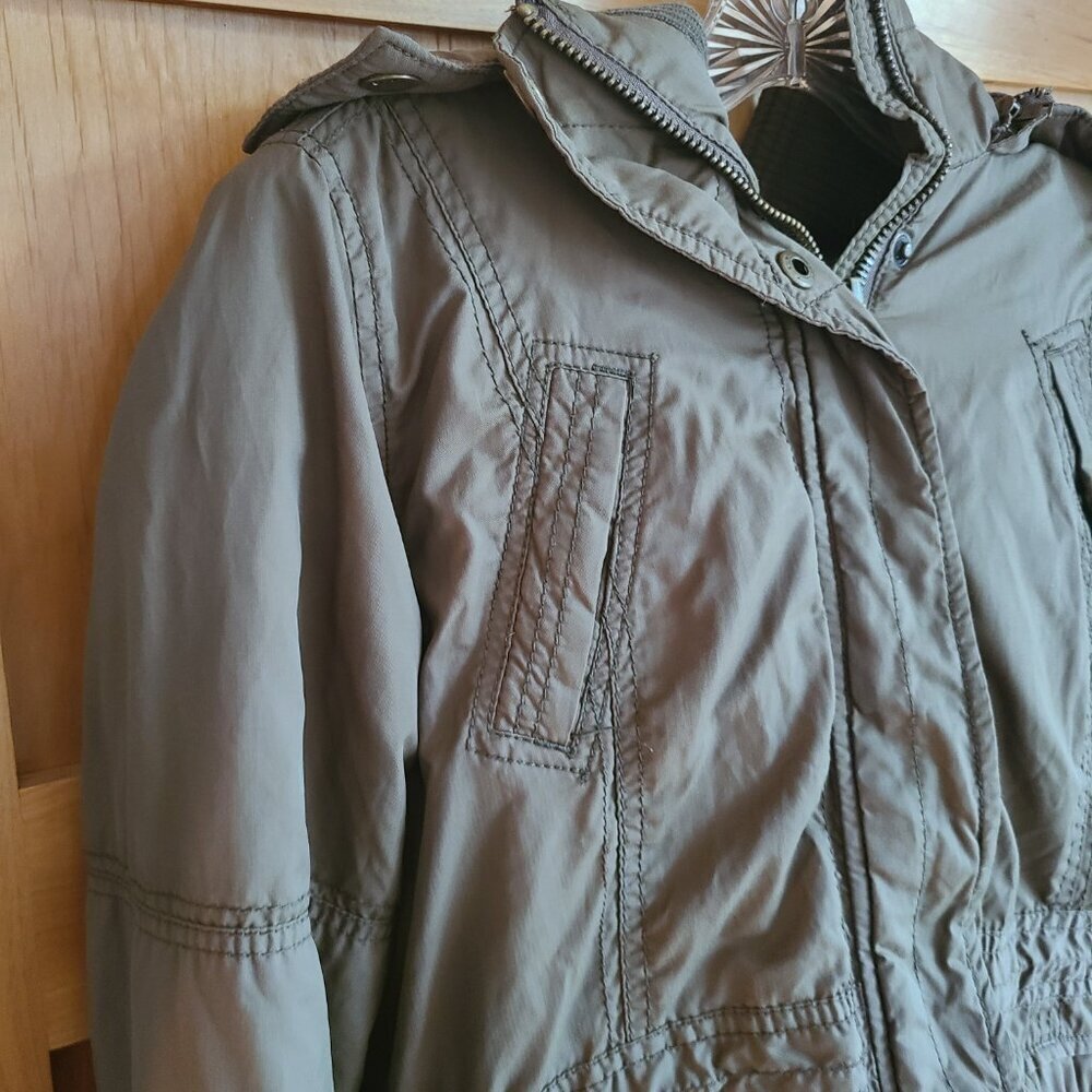 American Eagle Y2K Army Green Military Parka‎ Jacket Faux Fur Hood Sherpa MEDIUM - Picture 14 of 14